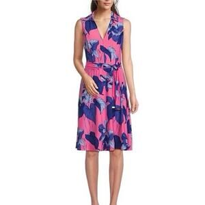 NWT Tommy Hilfiger size 6 pink blue floral sleeveless fit & flare dress